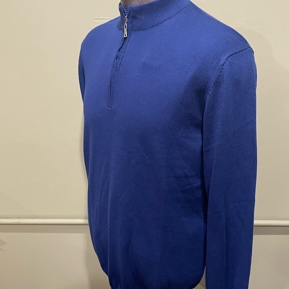 Lavane sweater shirt cobalt mock neck 1/4 zipper regular fit - Picture 2 of 2